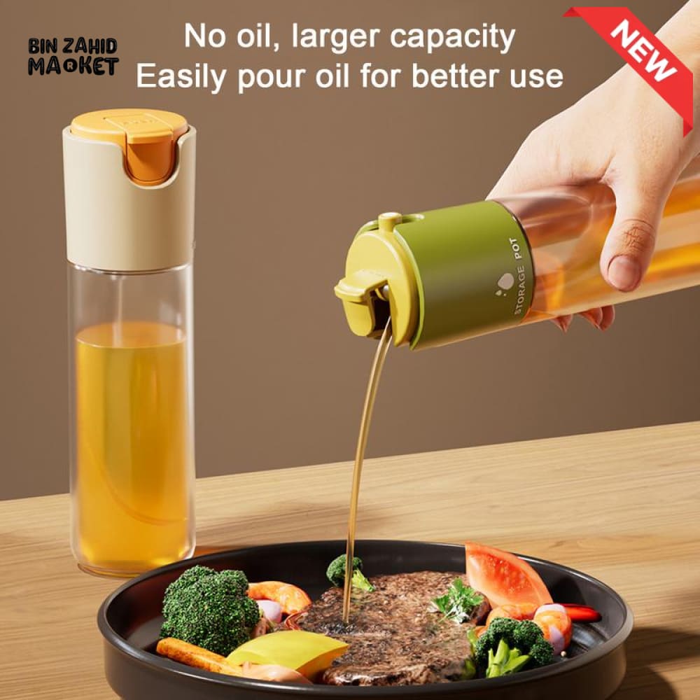 2-IN-1 SPRAY & POUR GLASS OIL BOTTLE – AUTOMATIC OPEN LID