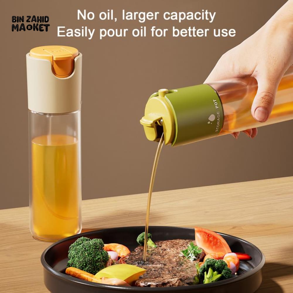 2-IN-1 SPRAY & POUR GLASS OIL BOTTLE – AUTOMATIC OPEN LID