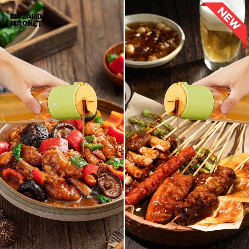 2-IN-1 SPRAY & POUR GLASS OIL BOTTLE – AUTOMATIC OPEN LID
