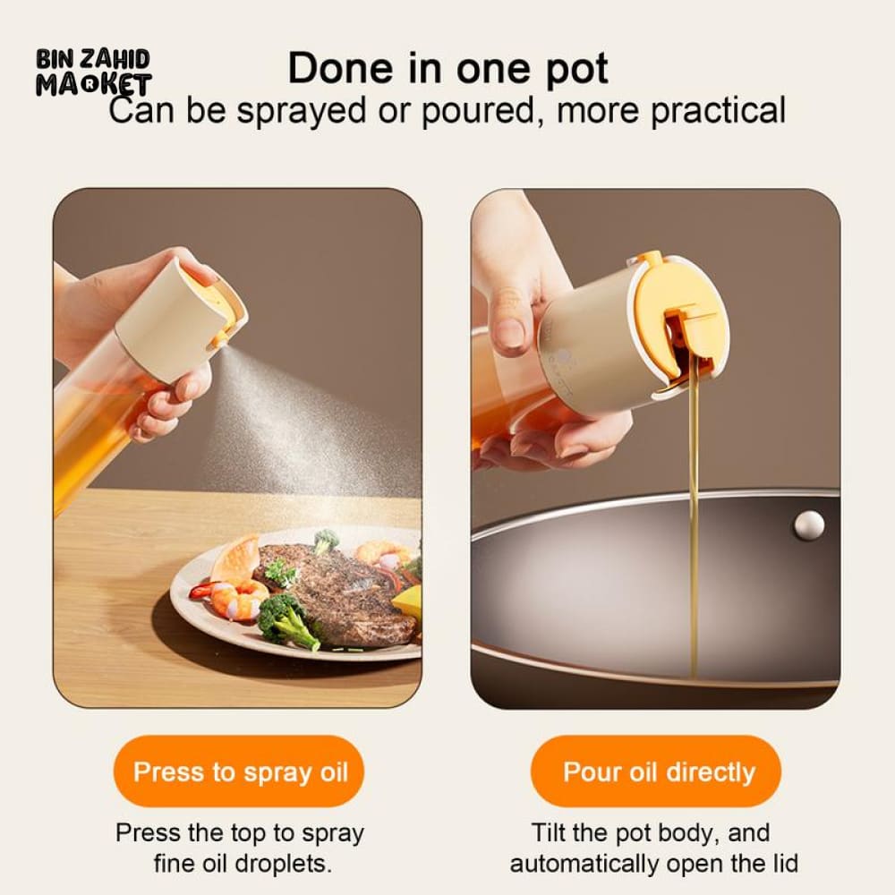 2-IN-1 SPRAY & POUR GLASS OIL BOTTLE – AUTOMATIC OPEN LID