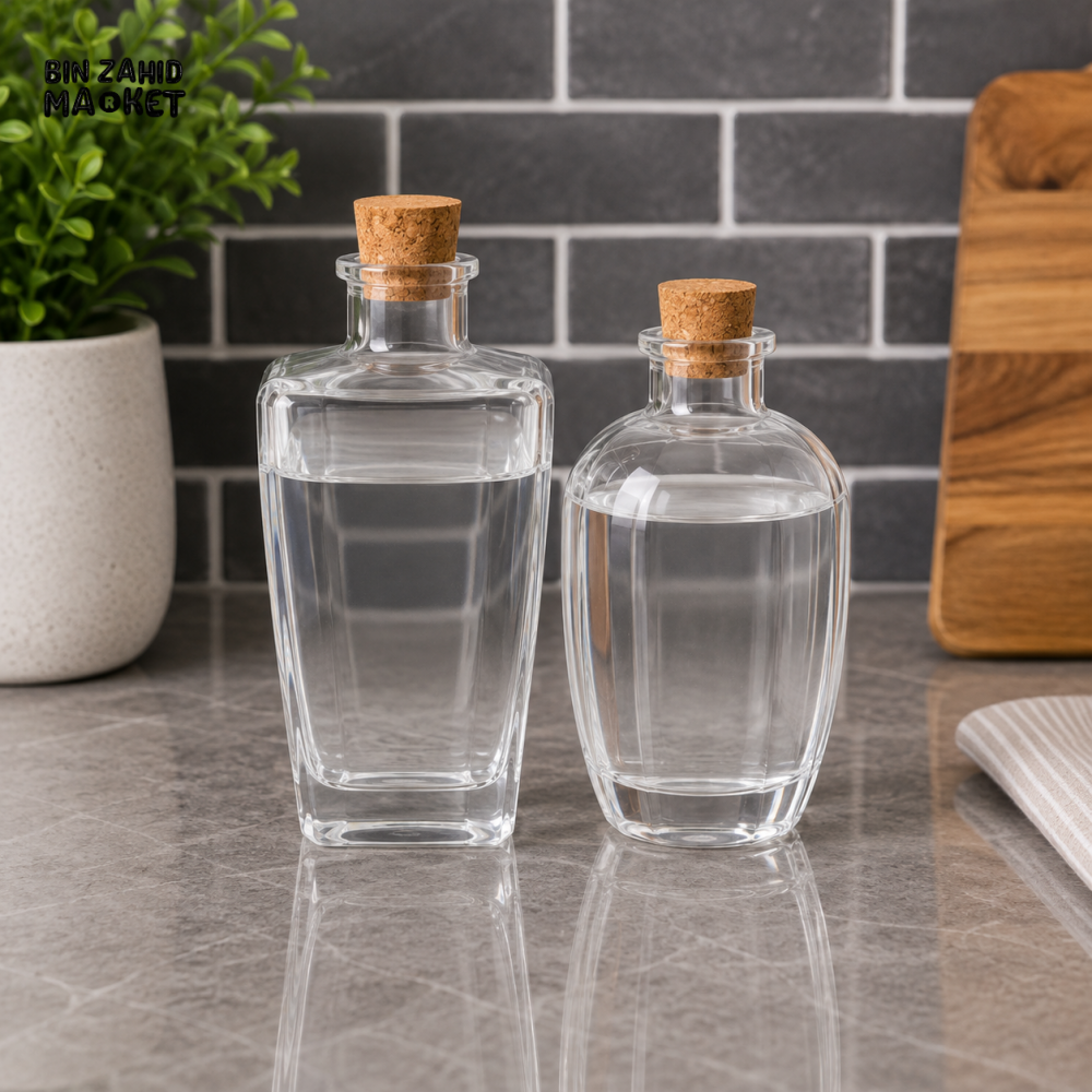 2 PCS GLASS STORAGE BOTTLE SET WITH CORK LIDS - Bottles