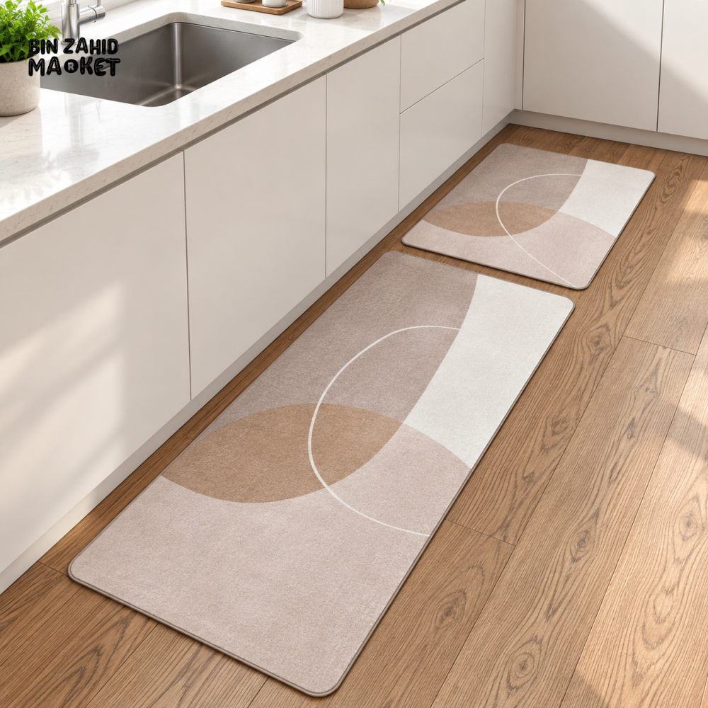 2-PIECE MODERN GEOMETRIC NON-SLIP KITCHEN FLOOR MAT SET
