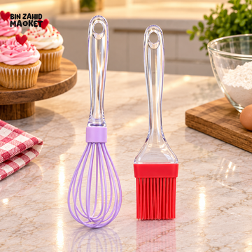 2-PIECE SILICONE WHISK AND PASTRY BRUSH BAKING TOOL SET