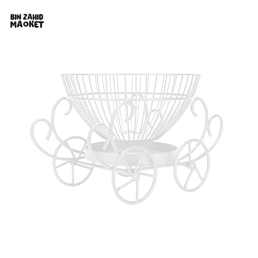 2-TIER DECORATIVE FRUIT BASKET White