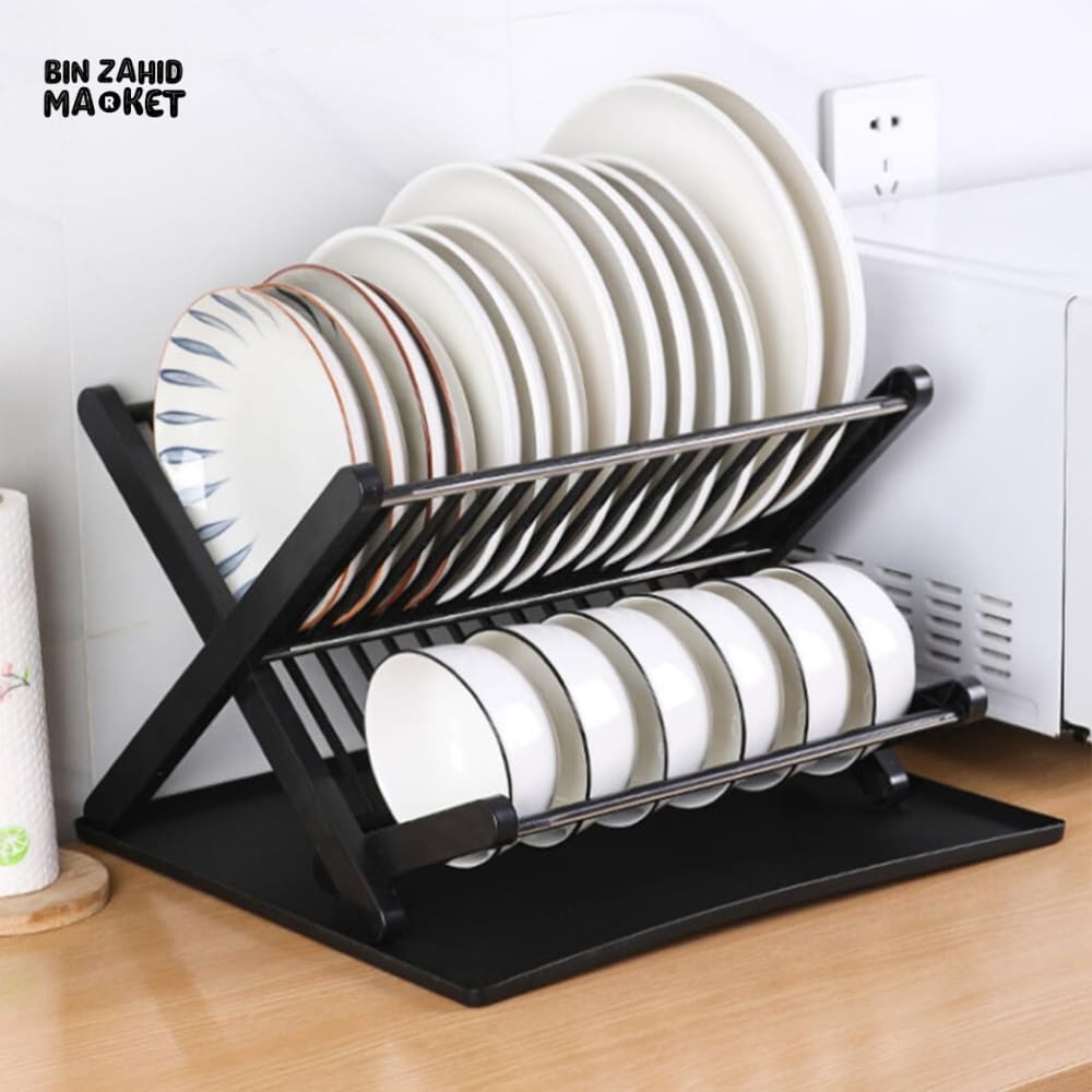 2-TIER FOLDABLE KITCHEN DISH DRYING RACK - Dish & Sink Organizers