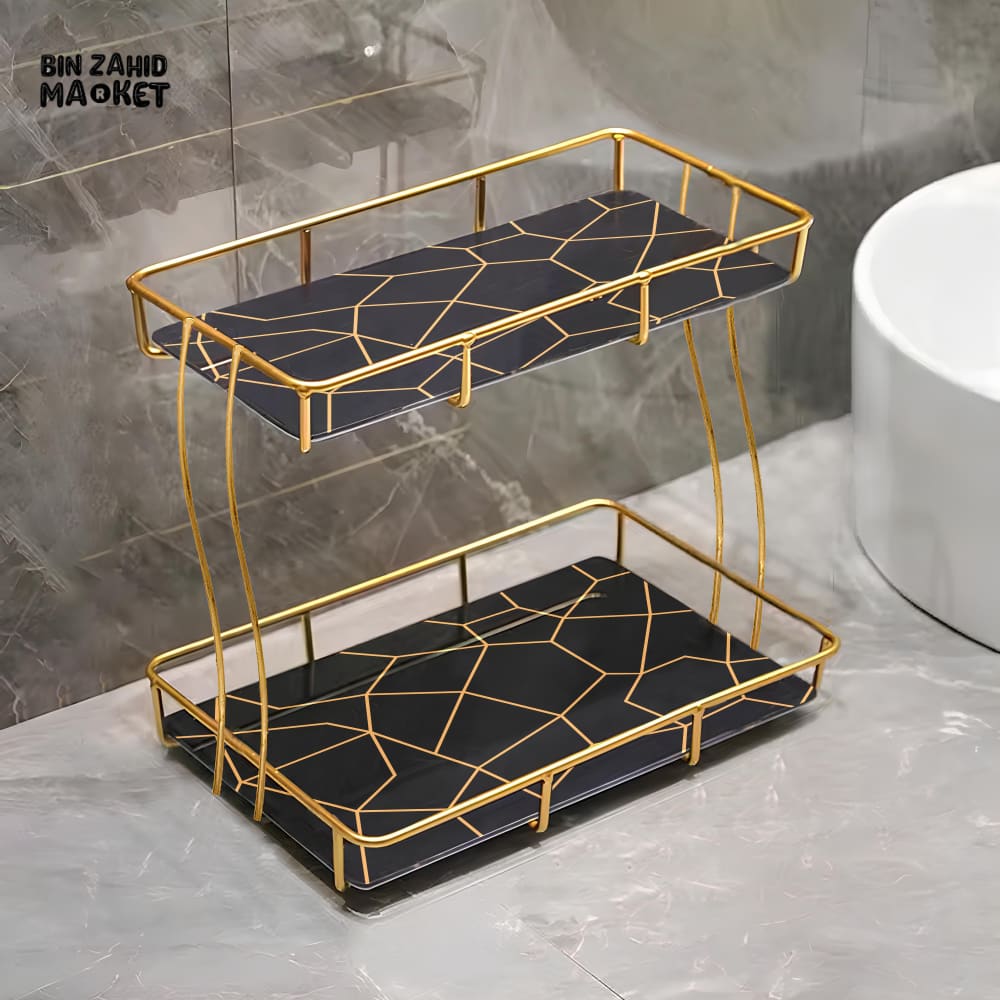 2-TIER RECTANGULAR GOLDEN VANITY STAND Black