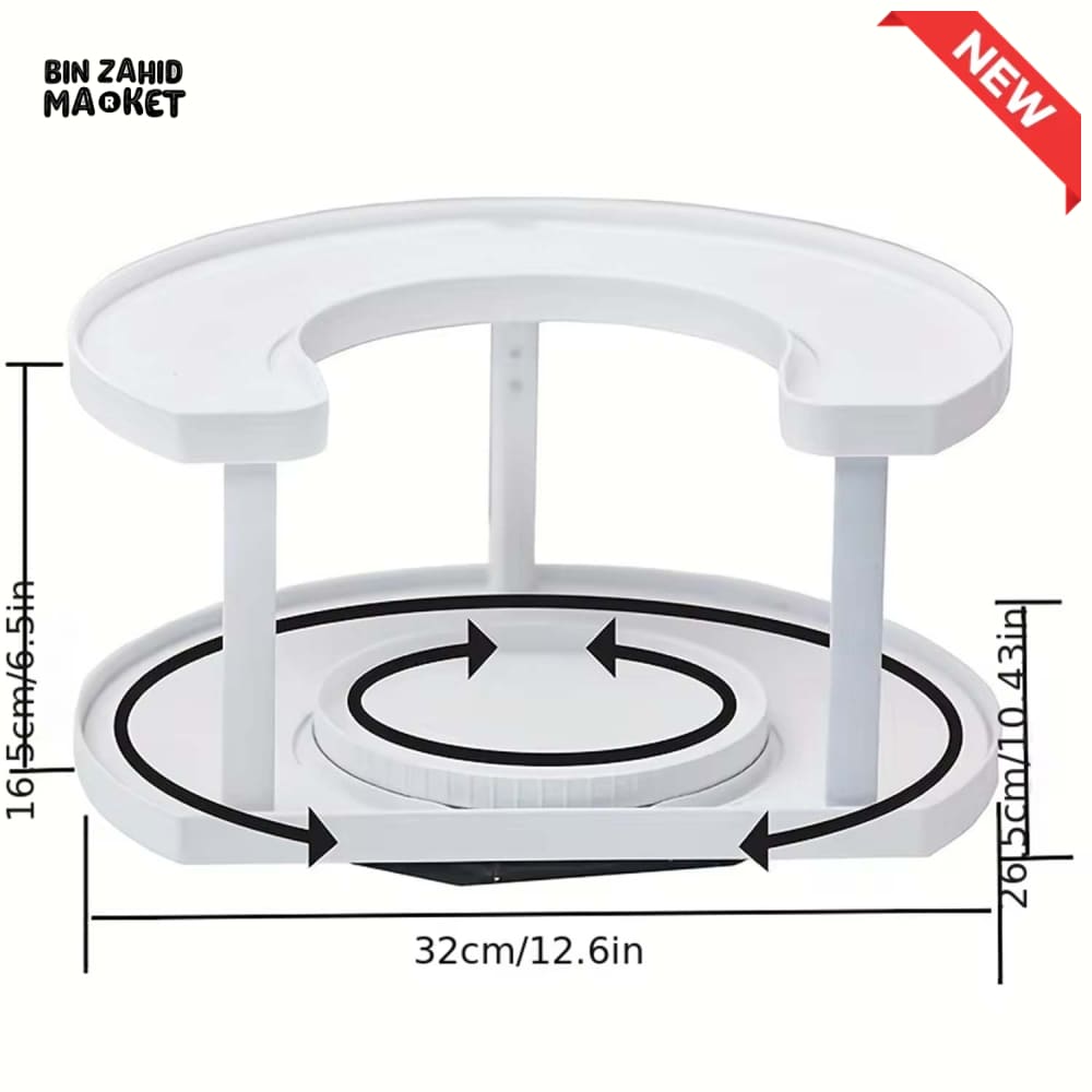 2-TIER SPICE RACK ORGANIZER – 360° ROTATABLE HEIGHT-ADJUSTABLE DESIGN