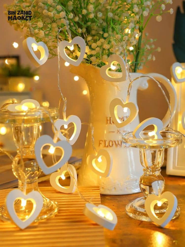 20 PIECES LED HEART SHAPED WOODEN STRING LIGHT