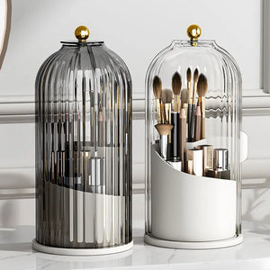 LUXOR ROTATING MAKEUP BRUSH HOLDER - CLEAR CAGE