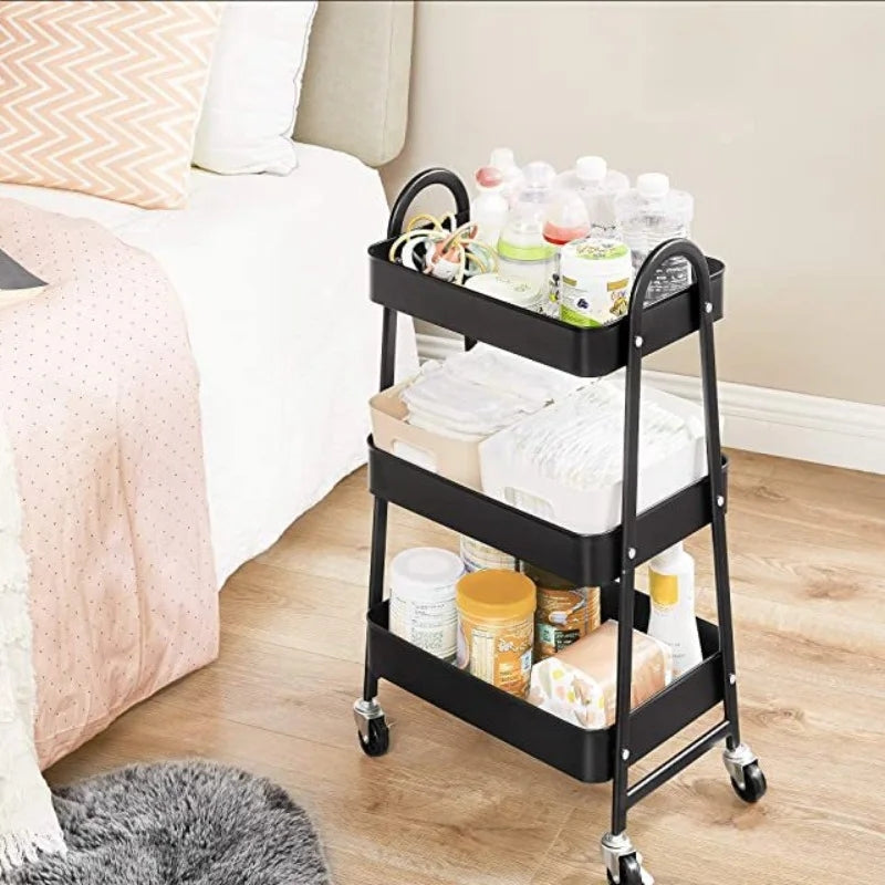 METAL UTILITY TROLLEY Black