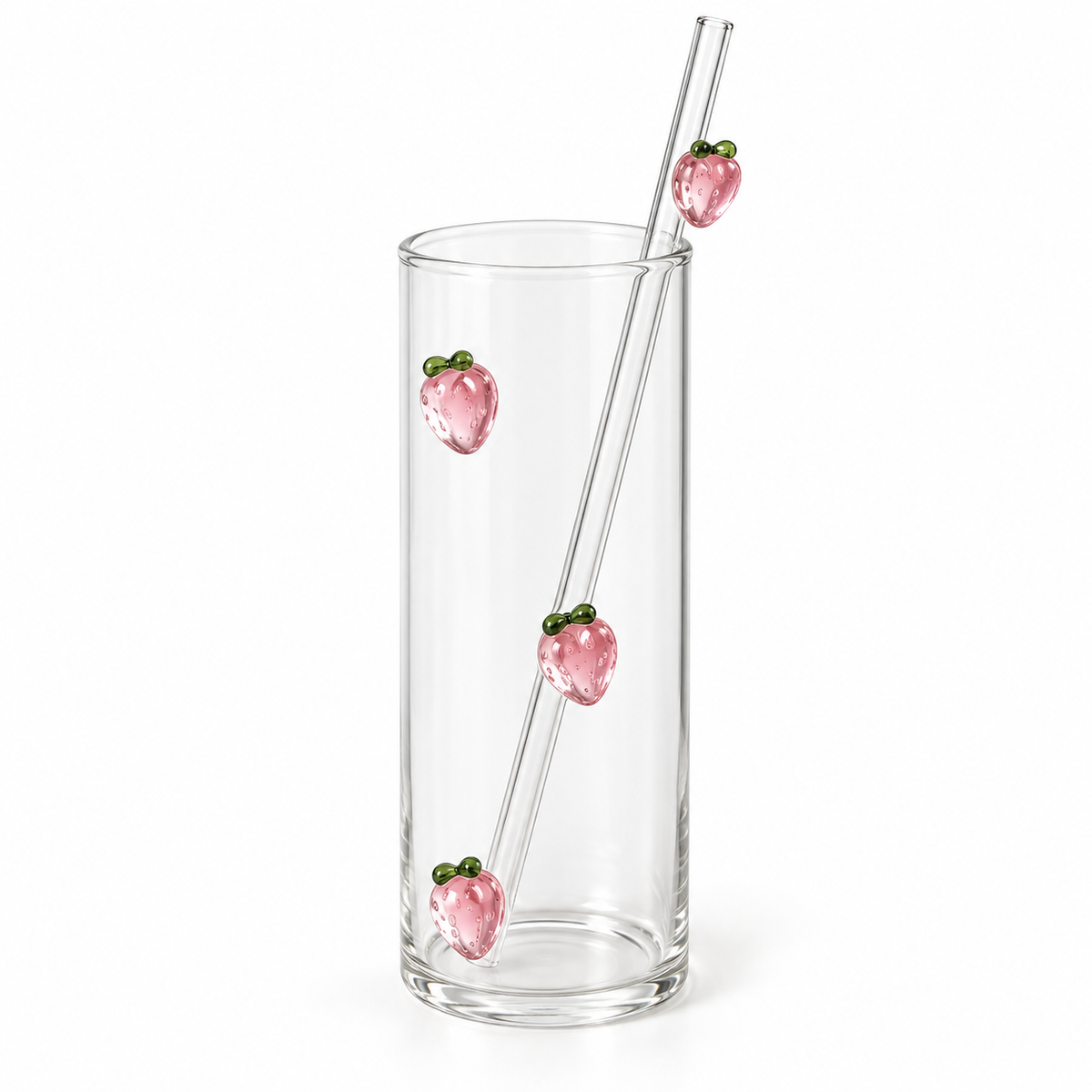 Glasslux Strawberry Glass With Straw - 400 ml