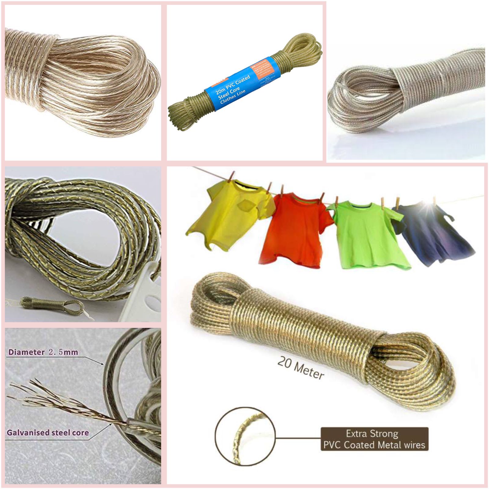 PVC COATED ALUMINIUM CLOTHESLINE WIRE 20 METRES