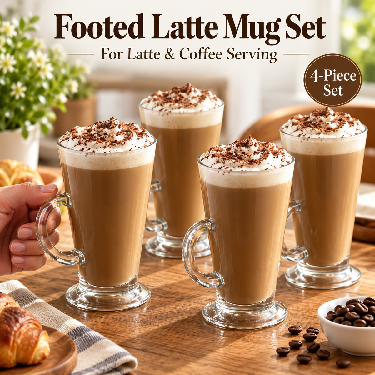 Danny Home Footed Latte Mug Set - 290 ml