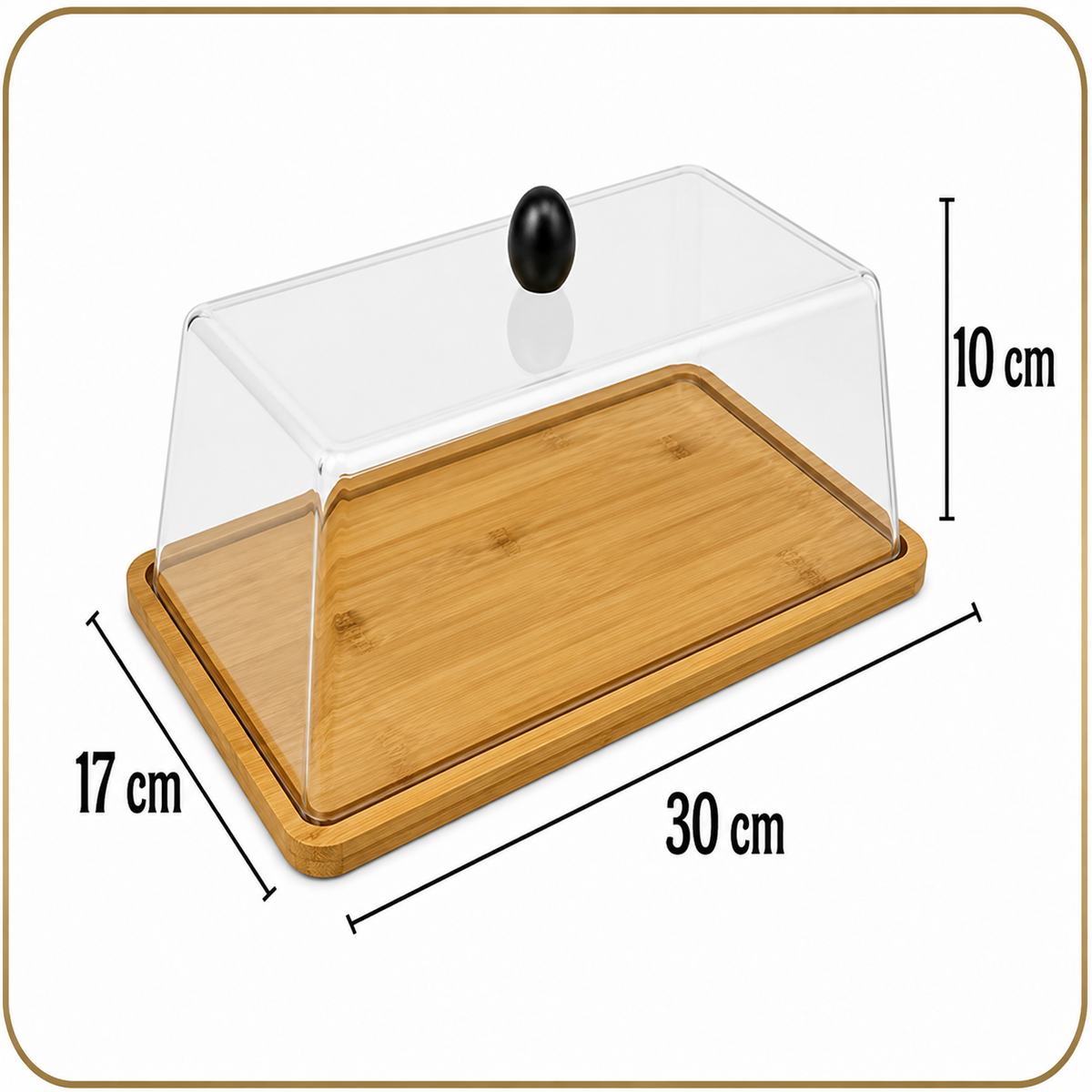 ACRYLIC BUTTER & DESSERT DISPLAY COVER WITH BAMBOO TRAY