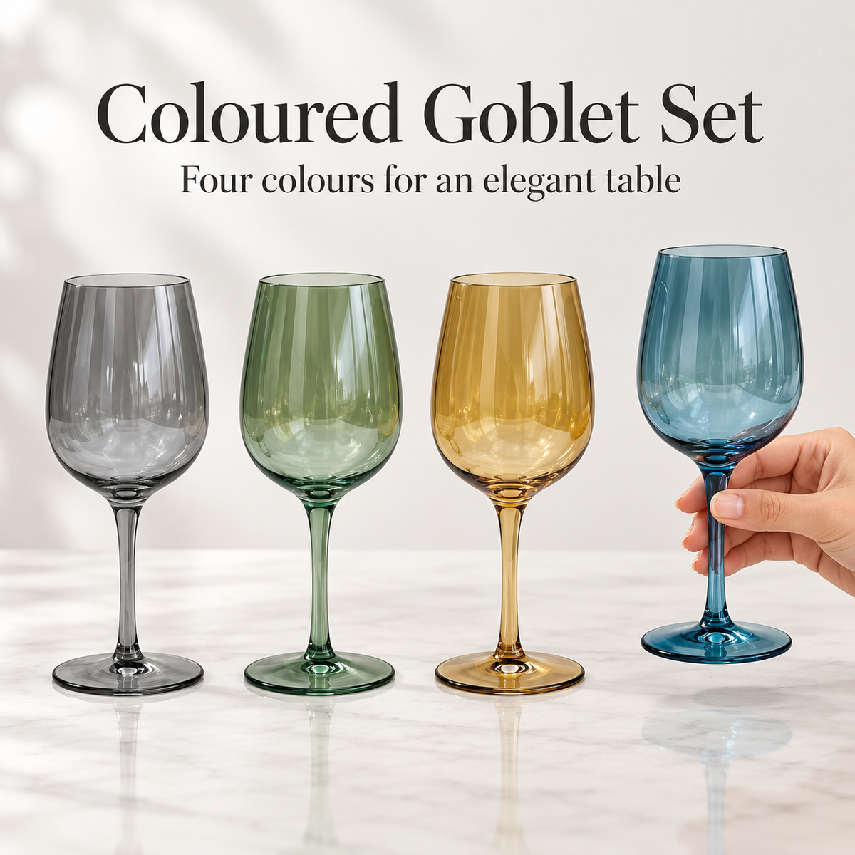 Danny Home 4 Piece Coloured Goblet Set - 450 ml