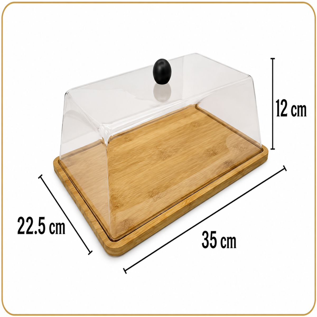 ACRYLIC BUTTER & DESSERT DISPLAY COVER WITH BAMBOO TRAY