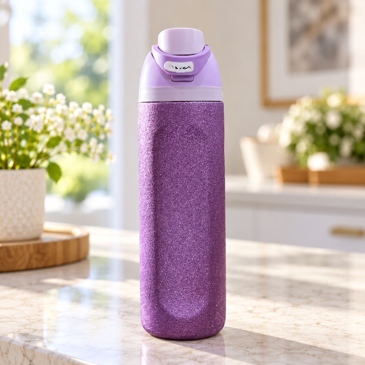 Purple Glitter Water Bottle