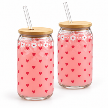 Danny Home 2 Piece Mini Heart Glass Tumbler - 500 ml