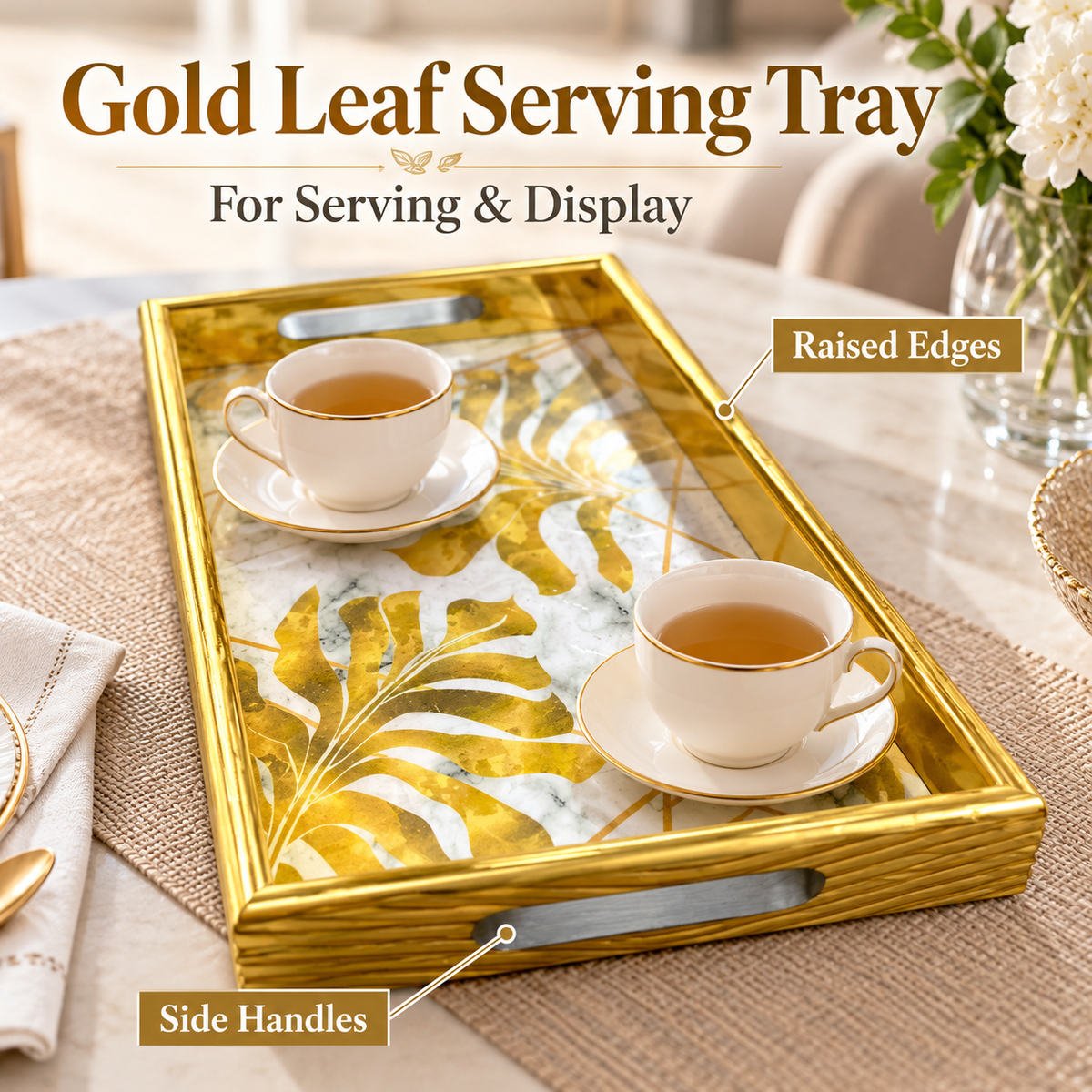 Gold Leaf Serving Tray