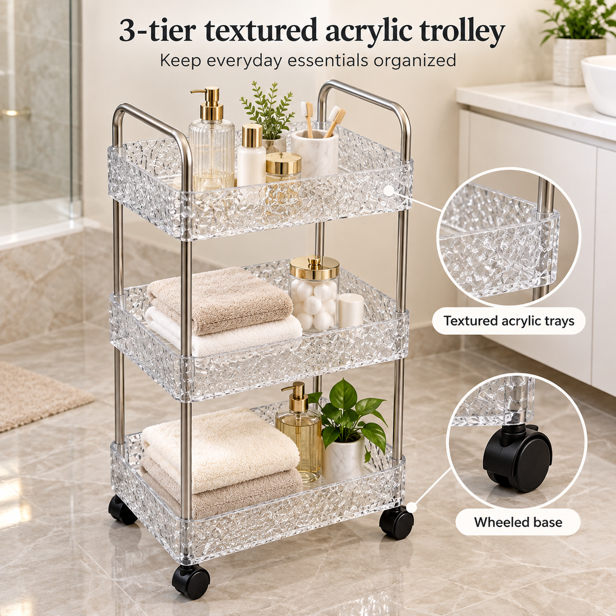 Acrylic 3-Tier Bathroom Storage Rack