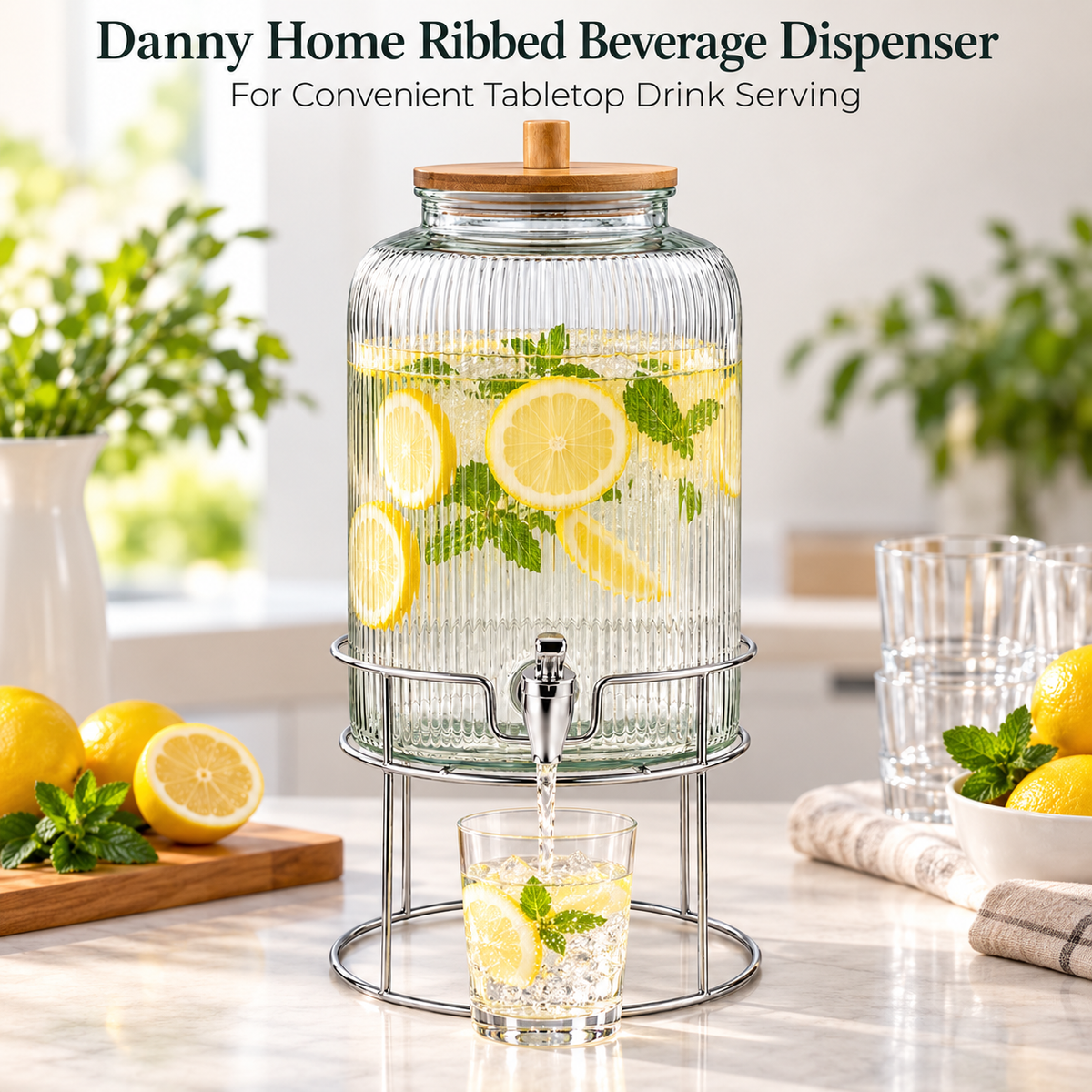 Danny Home Ribbed Beverage Dispenser - 6 Litre