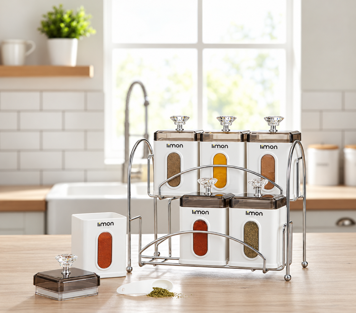 Limon 6 Piece Spice Canister Rack Set