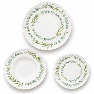 Danny Home 24-Piece Green Botanical Dinner Set