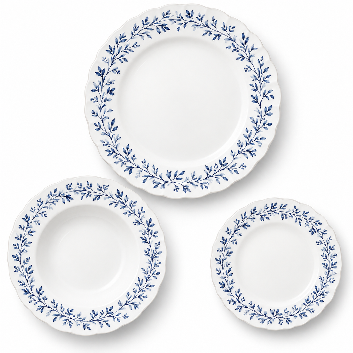 Danny Home 18-Piece Blue Botanical Dinner Set