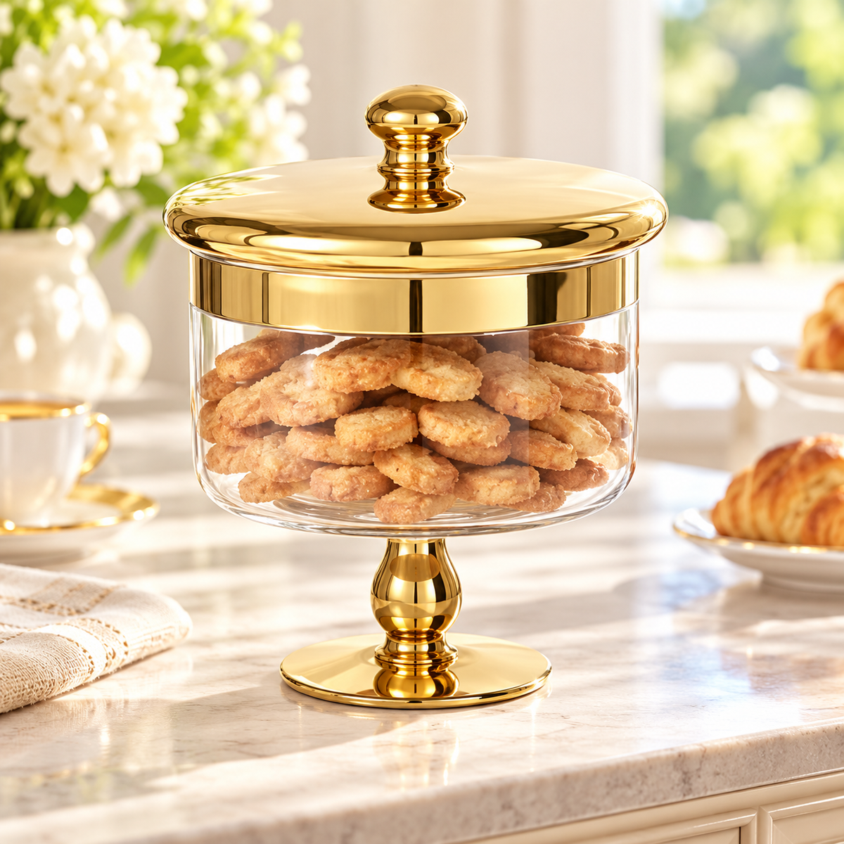 Danny Home Golden Footed Biscuit Jar - 18.7 x 18 cm