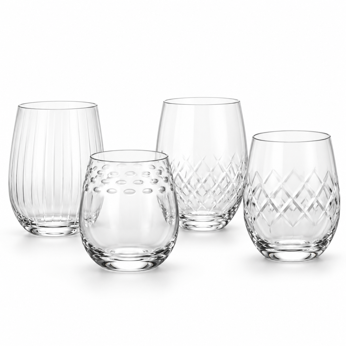 Danny Home 4 Piece Textured Glass Set - 500 ml