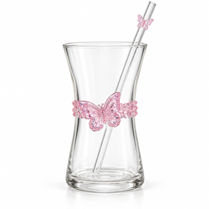 Glasslux Butterfly Glass With Straw - 400 ml