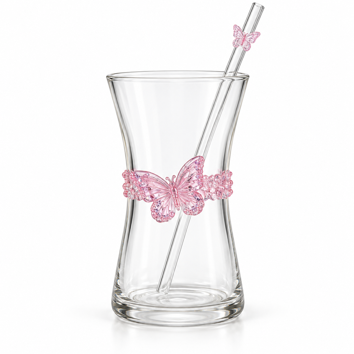 Glasslux Butterfly Glass With Straw - 400 ml
