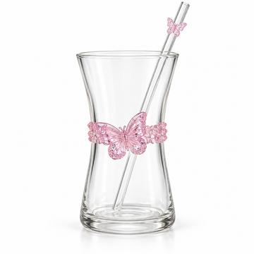 Glasslux Butterfly Glass With Straw - 400 ml