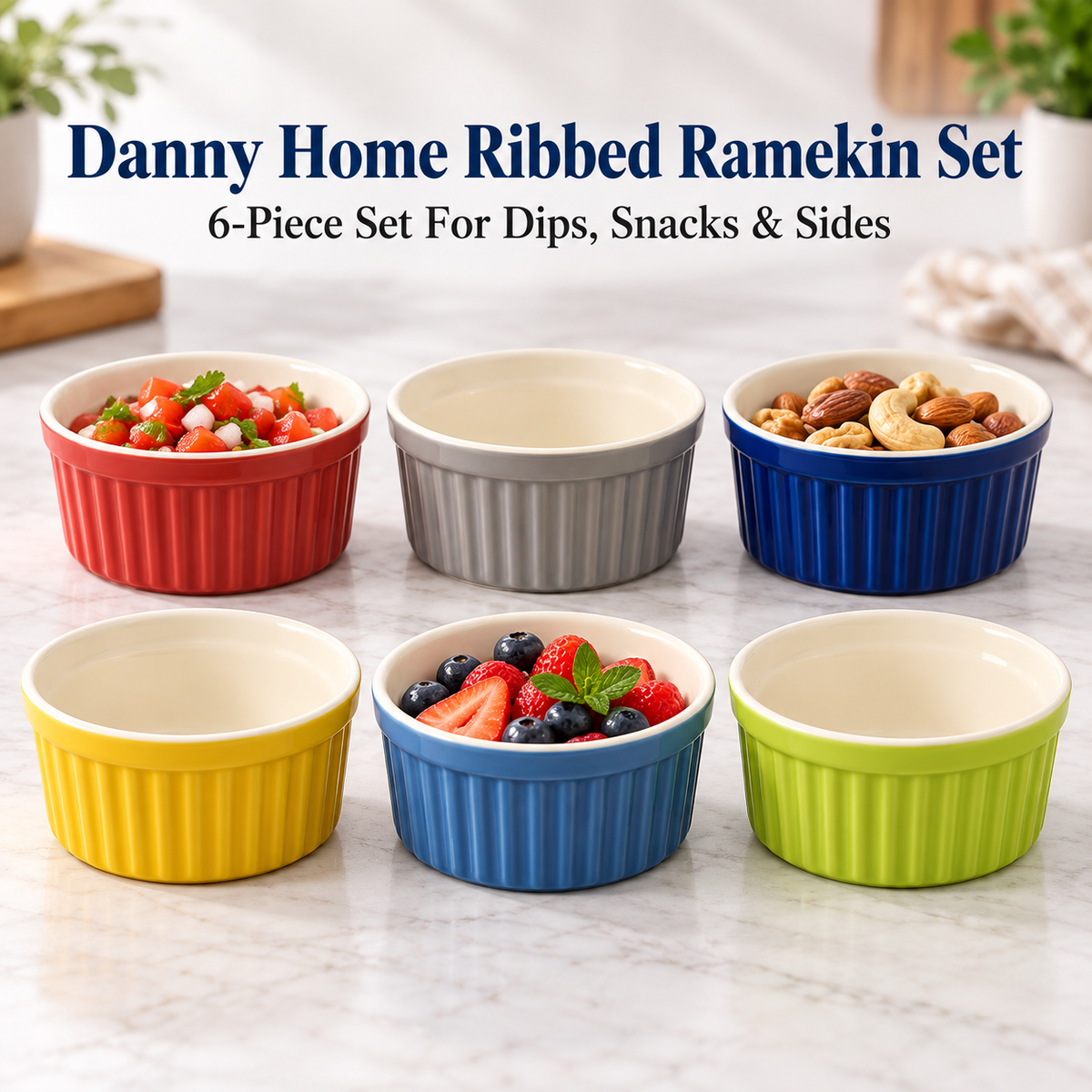 Danny Home 6 Piece Ribbed Ramekin Set