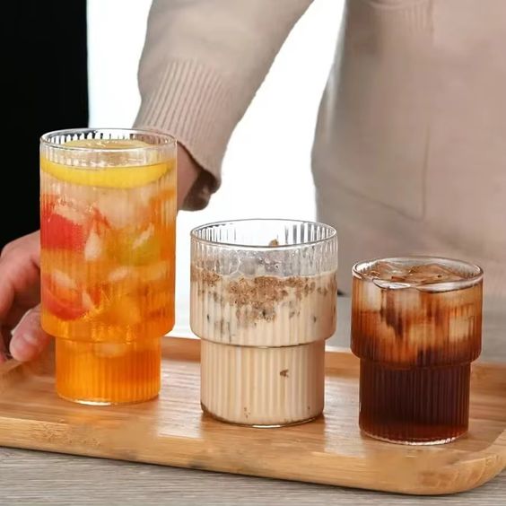 RIBBED ICE COFFEE GLASS