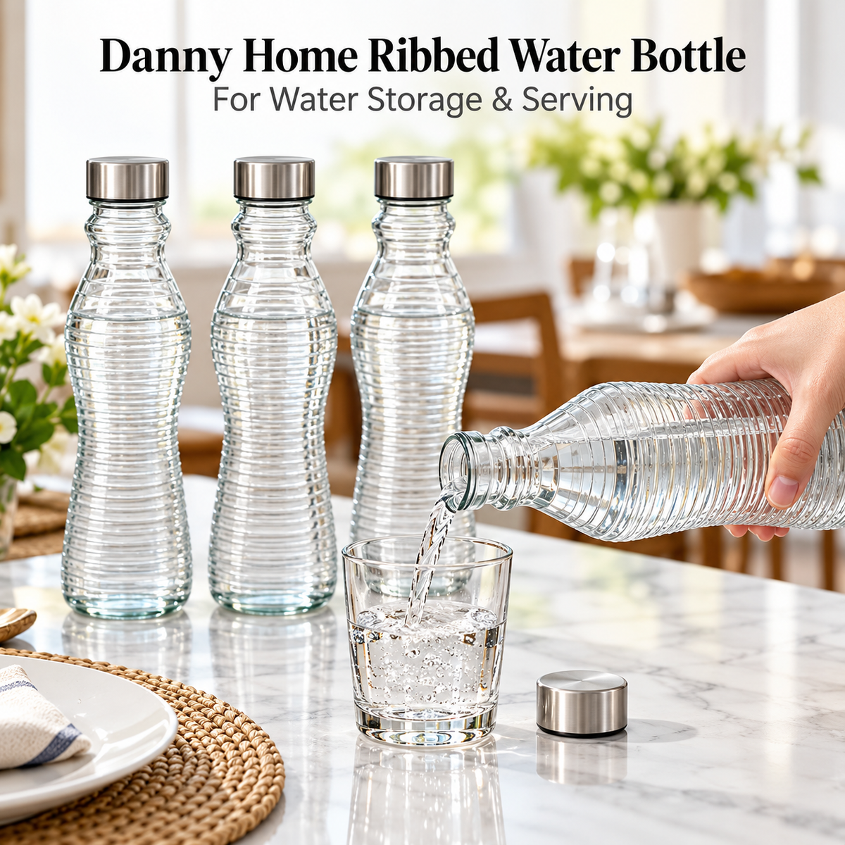 Danny Home 1 Piece Ribbed Water Bottle - 500 ml