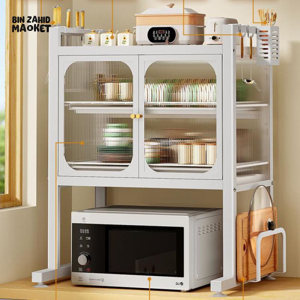 LUXORMOVE KITCHEN RACK MULTIFUNCTIONAL DISH DRAIN SHELF OVEN STORAGE ORGANIZER - WHITE