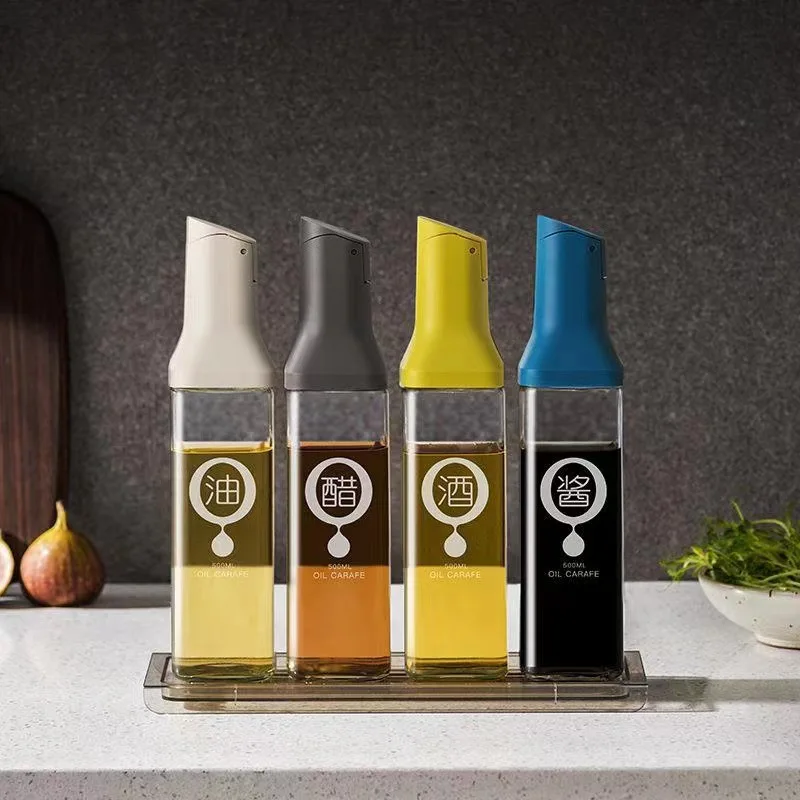 TRANSPARENT GLASS OLIVE OIL BOTTLE LEAK-PROOF MULTIFUNCTIONAL STORAGE BOTTLE