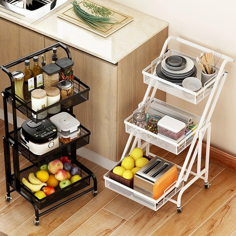 VEGETABLE TROLLEY STORAGE RACK MULTIFUNCTIONAL STRETCHABLE KITCHEN ORGANIZER MOVABLE