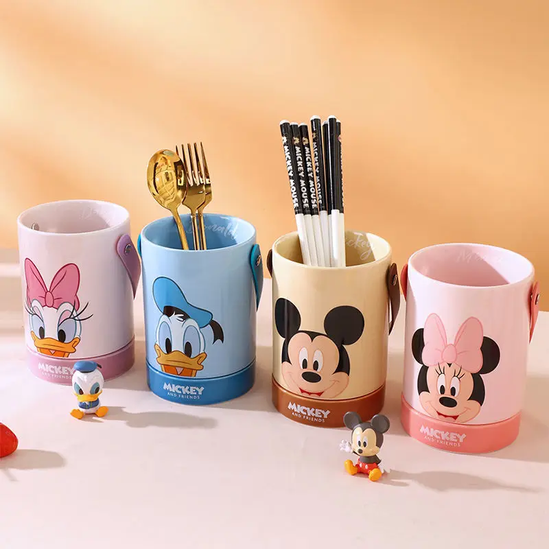 DISNEY MICKEY MINNIE DONALD DUCK DAISY CUTE CHOPSTICK BARREL CERAMIC DRAIN BUCKET