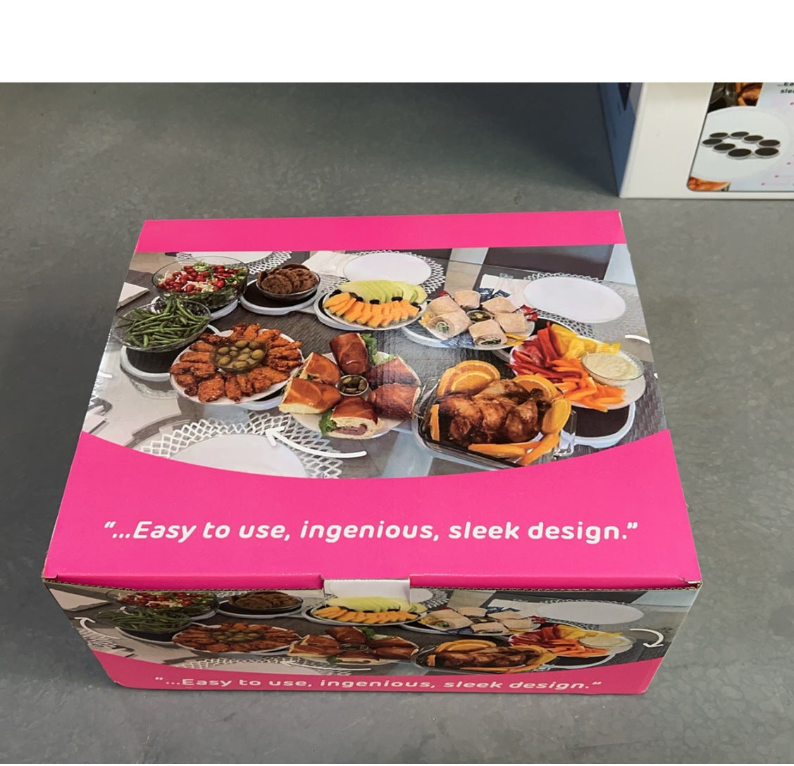 PORTABLE LAZY SUSAN ROTATING TRAY 8 PIECES  – EXTENDABLE FOOD SERVING PLATE FOR TABLES & PARTIES