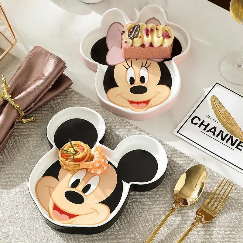 MICKEY & MINNIE MOUSE CERAMIC TRAY CUTE DESIGN MICROWAVE SAFE HEAT-RESISTANT FRUIT PLATE