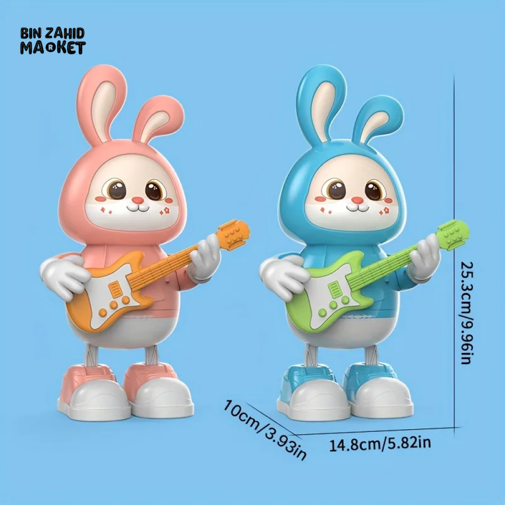 MUSICAL DANCING RABBIT TOY WITH GUITAR – SINGING WALKING & LIGHT-UP BUNNY FOR TODDLERS