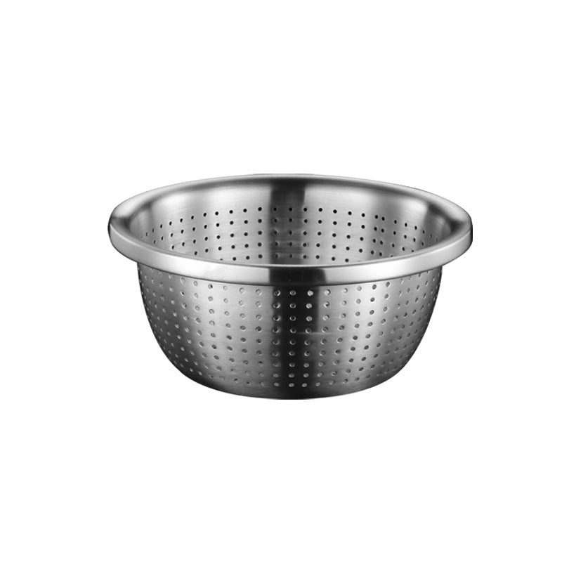 THICKEN STAINLESS STEEL DRAIN BASIN VEGETABLE FRUIT COLANDER RICE SIEVE KITCHEN ACCESSORY