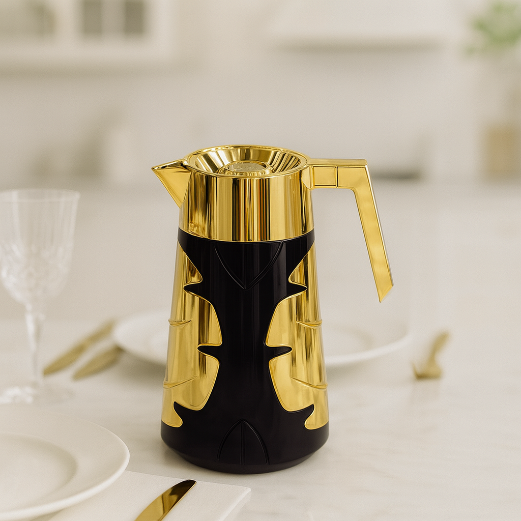 LUXURY GOLD & BLACK THERMAL CARAFE 1 LITRE  – VACUUM INSULATED