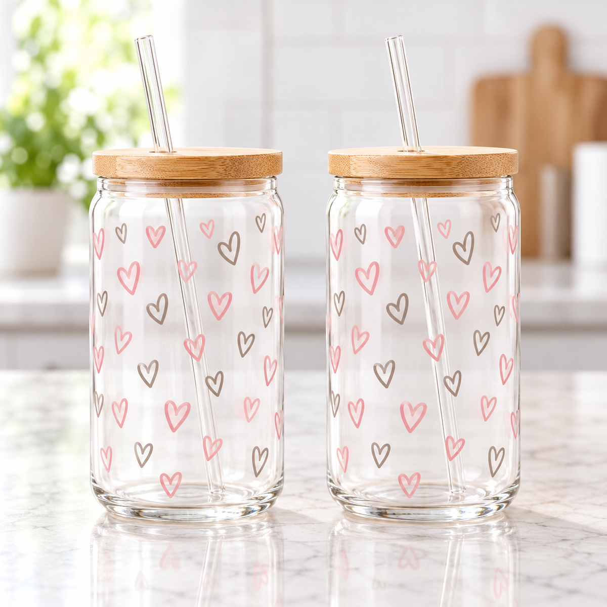 Danny Home 2 Piece Heart Glass Tumbler - 500 ml
