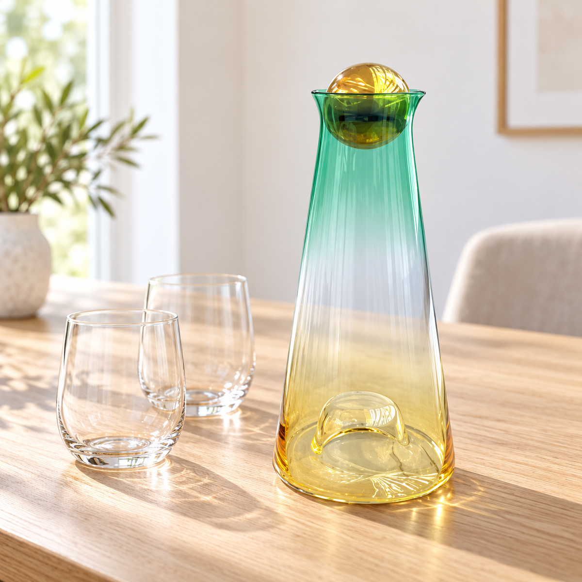 Danny Home Green And Amber Carafe - 6.2x25.6x28.1cm