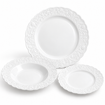 Danny Home 24-Piece White Embossed Dinner Set