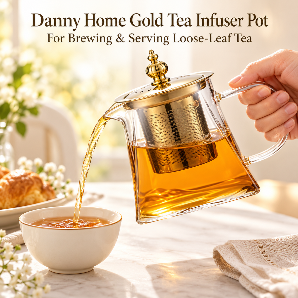 Danny Home Gold Tea Infuser Pot - 450 ml