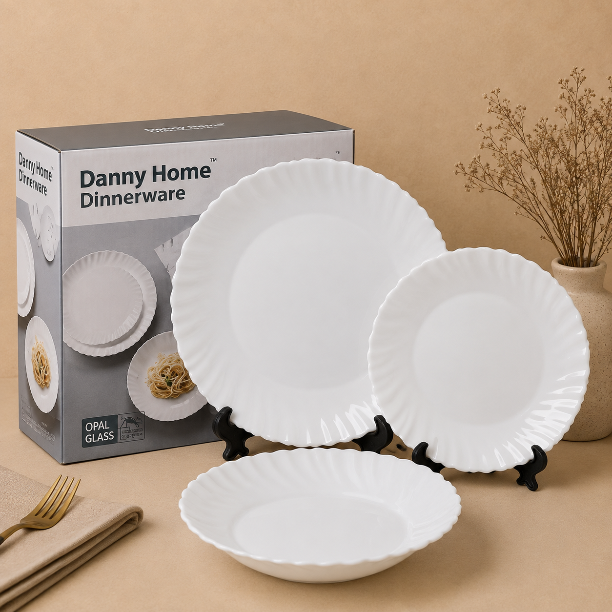 DANNY HOME 18 PCS SNOW WHITE DINNER SET